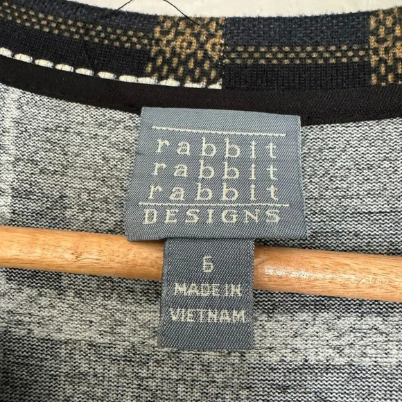 Rabbit Women's Shift Dress 6 Multicolor Plaid 3/4 Sleeves Crew Neck Pockets - Picture 3 of 9